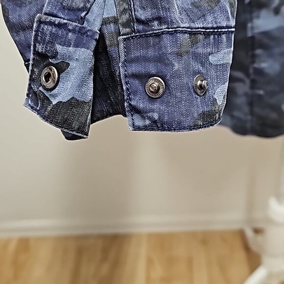 Lane Bryant Blue Camo Jacket Blazer 100% Lyocell Snap Closures Woman Sz 14/16 - Picture 5 of 10